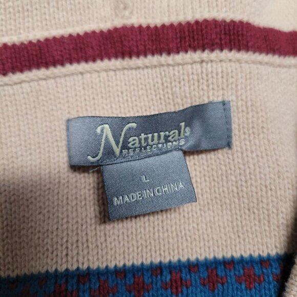 Natural‎ Reflections Knit Hooded Sweater Hoodie Tan Brown Tribal Womens Large - Picture 5 of 7